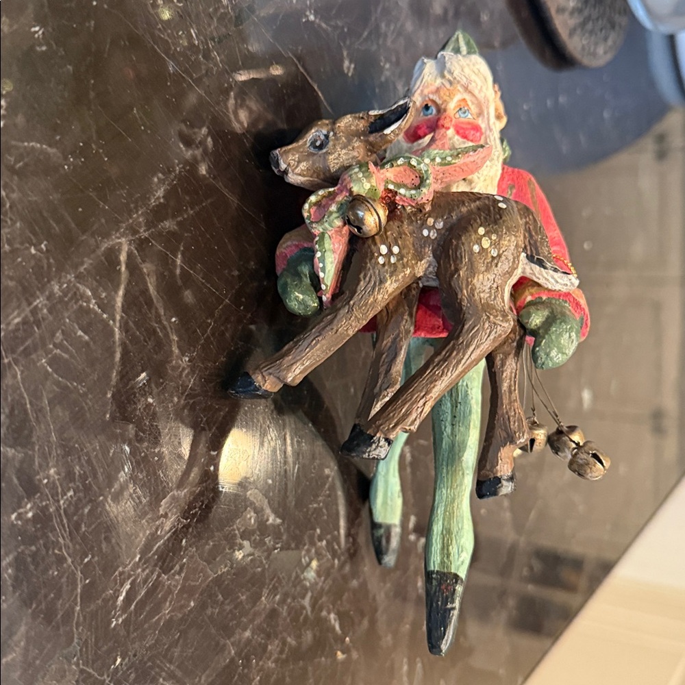 Vintage House of Hatten Enchanted Forest Santa Elf with Deer Fawn and Bells